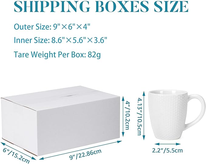 Shipping Boxes 9x6x4 Set of 6, White Corrugated Cardboard Box for Mailing Business Packaging