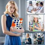 Clipboard with Storage Box & Pen Holder,Heavy Duty Clip Boards 8.5x11 for Nursing,High Capacity,School & Office Supplies,Orange Blue Leaves