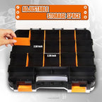 Tool Box with Transparent Lid, Double Side 34-Compartments Organizer Box with Removable Dividers for Hardware, Screws, Bolts, Nails, Beads, Jewelry and Fishing Accessories, Orange, 4 Pack
