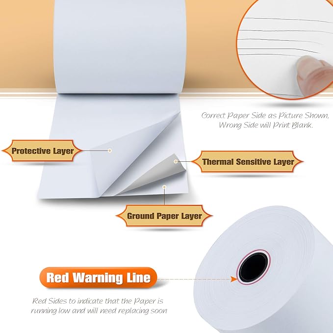 (100 Rolls) 3 1/8" x 230' Thermal Paper, POS Receipt Paper for Retail Business Cash Register, Fits Most Credit Card Terminal Point Of Sale