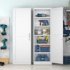 Metal Locker Cabinet, 19.7’’W Narrow Lockable Single File Storage Cabinet, Bathroom Cabinet with Lock and Adjustable Shelves for Living Room, Home Office, Dining Room, White