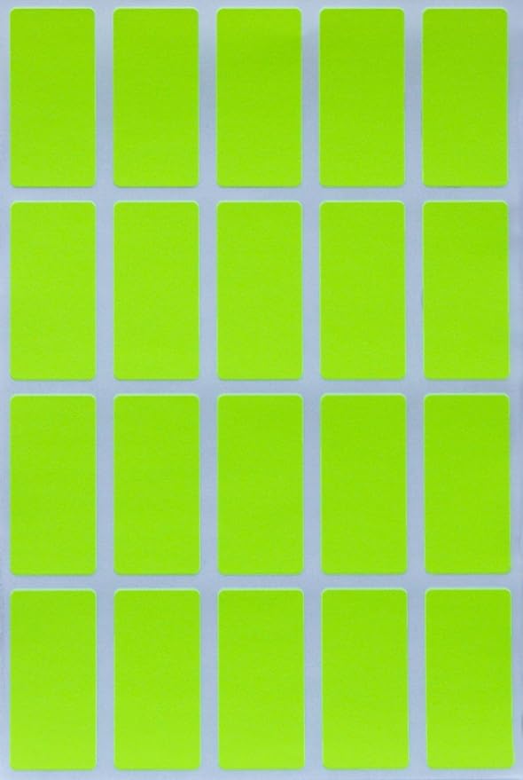 Royal Green Neon Yellow Rectangular Colored Labels 1.57 inch x 0.75 inch - Rectangle Color Code Stickers (40mm x 19mm) - 100 Pack