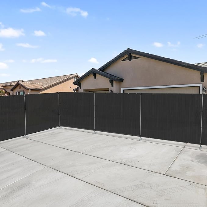 Patio 6' x 111' Outdoor Privacy Screen Freestanding Temporary Fence Panels Net Cover with Metal Poles for Outside Backyard Pool Garden Air Conditioner Fencing, Black