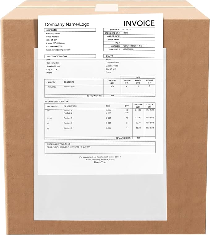 1000 Count 10" x 12" Shipping Label Envelopes, Clear Packing List Pouches with Self-Adhesive Back, Top Loading for Shipping Labels Sleeves, for Packing Slips, Labels Invoices & Paperwork. GPI