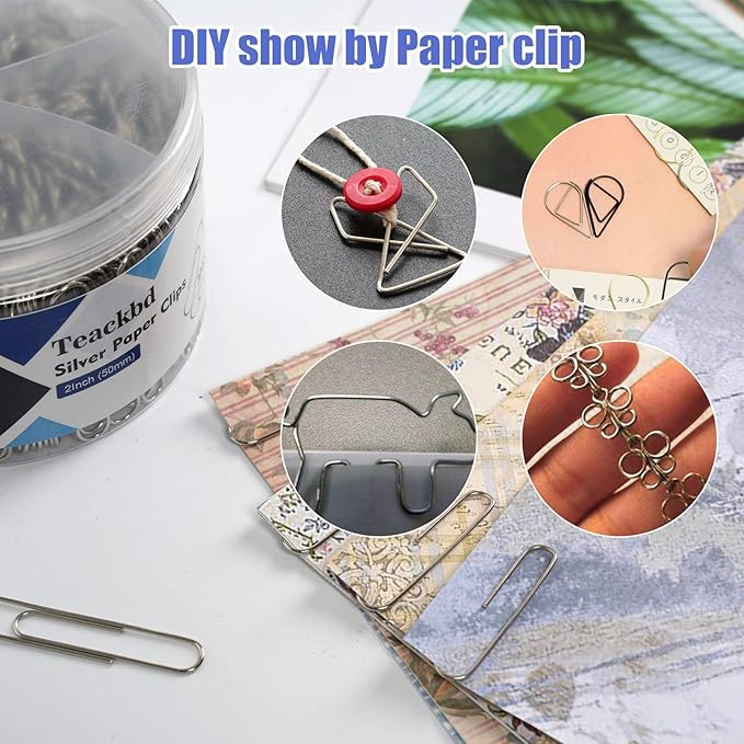 Large Paper Clips,Jumbo Paper Clips,2Inch Paper Clip Large Size, 300 Pcs Smooth Big Paperclips for Office Supplies Sliver
