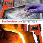50:1 Infrared Thermometer Temperature Gun, -58°F to 1796°F Digital Laser Temp Gun for Cooking, Pizza Oven, BBQ, Fridge IR Thermometer Gun for HVAC, Engine, and Industrial Use