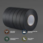 Lichamp 6-Pack Cloth Electrical Tape Automotive, Thicked 9.8 mil x 3/4 in x 66ft, No Residue Fabric Wire Harness Tape High Temp Wiring Loom Tapes, B106
