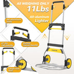 Aluminum Folding Hand Truck 309lb Capacity - Collapsible Dolly Cart with 47.3" Adjustable Handle, TPR Wheels & Portable Hand Truck Design, 11lbs Lightweight Storage Solution (No Assembly)