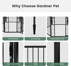 24 in(H) Decorative Garden Fence Outdoor for Yard with Gates,Heavy Duty Iron 6 Panels Total 11ft(L) Anti Dig Fence with Gravity Automatic Lock for Indoor/Outdoor Decorative Dog Fence,Black