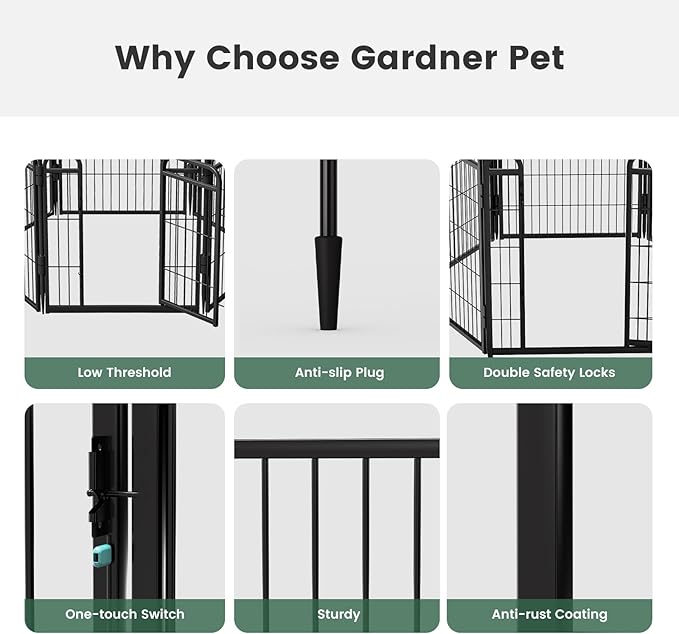 Decorative Garden Fence 40in(H) x52in(L),Thicken 2 Panels Metal No Dig Outdoor Dog Fence for Yard,Heavy Duty Animal Barrier for Dog and Rabbit, Garden Border Fence, Black