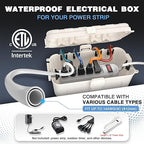 Flemoon [2 Pack] Outdoor Electrical Box Waterproof, Medium Weatherproof Electrical Box (11.5x5.2x4 inch) w/6 Cable Entry Ports, Extension Cord Cover for Power Strip, Timer, Holiday Light, White