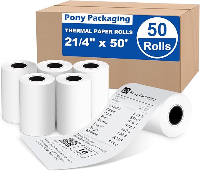 2 1/4" x 50' Thermal Receipt Paper Rolls 50 Rolls,BPA Free Receipt Paper