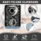 Clipboard with Storage,Heavy Duty Plastic Storage Clipboard with Low Profile Clip,Teacher Must Haves,Office Supplies,Soon Moon Stars Black
