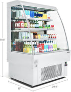 Wilprep 39"" Vertical Open Air Merchandiser with Curved Display & 13.4 cu. ft. Volume, Silver