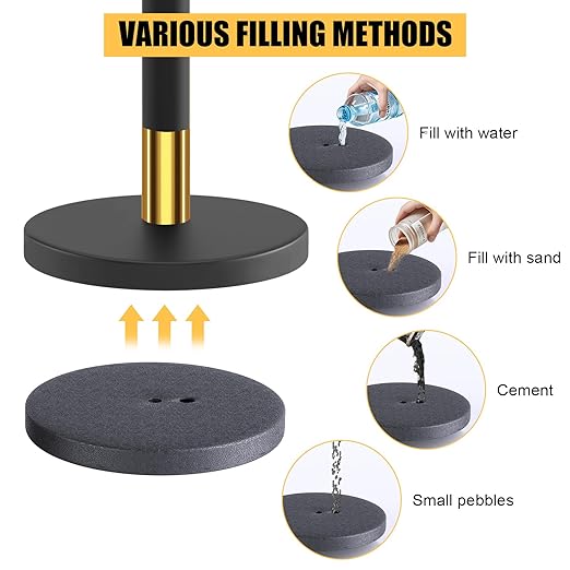 kaiyomi 4Pcs Stanchions with Black Velvet Ropes Set, 5 Feet Velvet Ropes and Posts Poles for Red Carpet Party Decoration and 360° Photo Booth (Golden & Black)