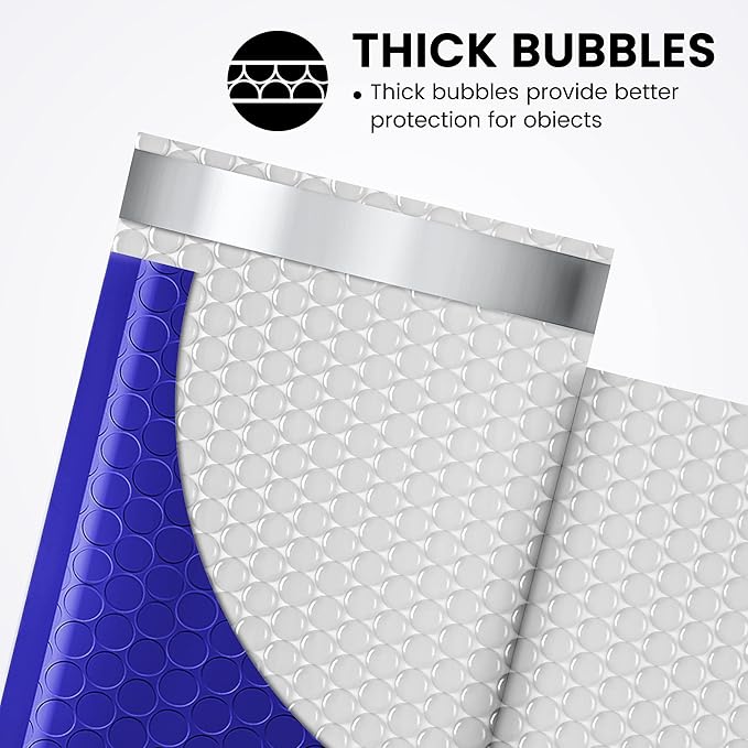 Fuxury Bubble Mailers 4x8" 200 Pack Waterproof Padded Envelopes Self Seal Bubble Envelopes Padded Mailers for Small Business Envelope Mailers Usable Size 4x7 Royal Blue