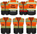 Safety Vest Customize Logo with 5 Pockets & Zipper Reflective High Visibility Vest Class 2 Outdoor Workwear