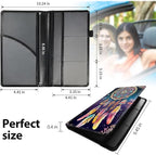 Car Registration and Insurance Holder, Leather Car Glove Box Organizer, Cool Car Accessories for ID, Driver's License Cards & Essential Document,business cards,Men&Women,Dream Catcher