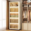 102QT Plastic 5 Tier Storage Bins with Lids,Folding Storage Box with Doors and Wheels Stackable Storage Bins,Closet Organizers and Storage for Living Room,Office,Dorm