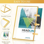 36 Pack Acrylic Sign Holder Gold Frame Table Numbers Slanted Back Menu Display Stand Clear Flyer Document Photo Display Holders Plastic Table Signs for Wedding Office(Vertical Style,4 x 6 Inch)
