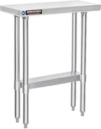DuraSteel 30x12 Narrow Stainless Steel Table - NSF Small Food Prep Worktable - Counter Height Metal Side Station with Under Shelf - For Laundry Room, Kitchen, Outdoor Grill, Small Spaces