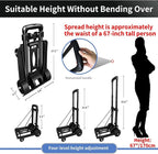 Folding Hand Truck-200 Lbs Trolley Utility Cart, Portable 4-Wheels Lightweight Utility Cart,90KG Heavy Duty Luggage Cart for Moving Airport Travel Shopping and Office Use