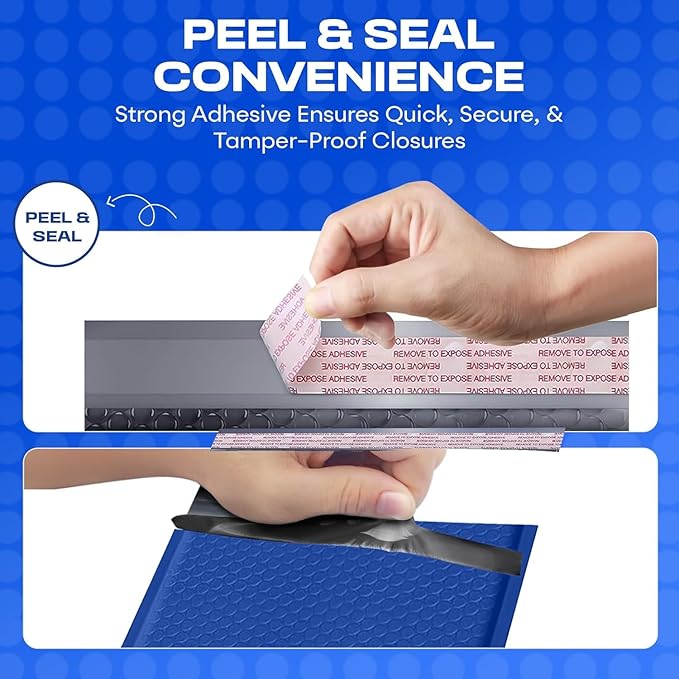 Royal Blue Large Poly Bubble Mailers 12x15 inch | Self Seal Padded Envelopes Cushioned Bubble Mailer | Usable Size 12x15 | WaterProof | Lightweight mailing Shipping Bags | 50 Pack Bulk