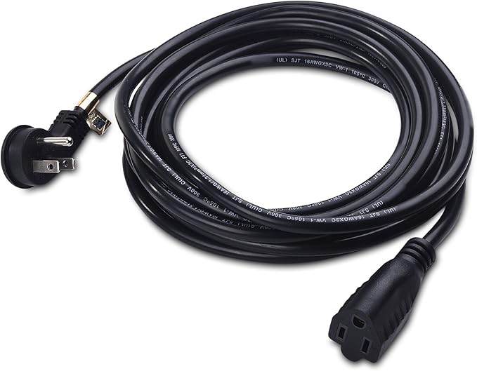 Cable Matters 2-Pack Low Profile Flat Plug Extension Cord (Power Extension Cable) 15 Feet (NEMA 5-15P to NEMA 5-15R)
