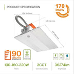ASD LED Linear High Bay Light Fixture, Commercial Shop Lighting | 3CCT, Dimmable, Battery Backup, DLC Premium, UL Listed | 220W 36000LM 3500-5000K 100-277V | Warehouse, Garage, Workshop Lamp | White