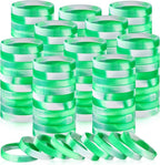 Liliful 100 Pcs Silicone Rubber Wristbands Rubber Wristband Bracelet Bands for Silicone Wristbands for Women Men(Green and White)