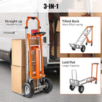 3in1 Convertible Hand Truck, Aluminum Hand Trucks 880 lb Capacity, Utility Dolly Cart Converts from Hand Truck Dolly to Platform Cart 3 Positions for Transport & Moving with 10" Rubber Wheels