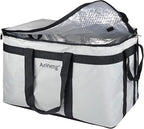 Food Delivery Insulated Bag, Insulated Cold Meal Bag, Built-in Base Plate, For Hot and Cold Food Takeout, Commercial Catering Transportation - 23 * 14 * 15 inches (NO Partitioned, Grey)