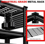 SILVEL 48.2" W Garage Shelving, 5000LBS Heavy Duty Metal Shelving, 2025 Grid Storage Shelves with 2 Side Pegboards, Industrial 5 Tier Shelves for Basement Pantry Warehouse Supermarket, 10 Pack