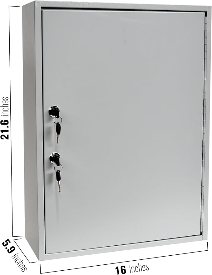 BankSupplies STEELMASTER 320 Key Cabinet - Dual Lock Control Key Box - Welded 22 Gauge Steel Construction - Scratch Resistant - Write-On Key Tags for Easy Identification