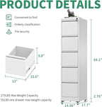 5 Drawer Mobile File Cabinet, Under Desk File Cabinet,Metal Filing Cabinets with Lock for Home Office Organizer Letter/Legal/A4,Require Assembly (Black)
