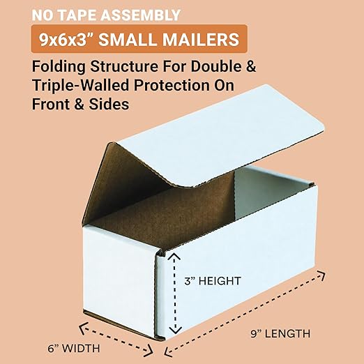 AVIDITI Shipping Boxes Small 9"L x 6"W x 3"H, 50-Pack | Corrugated Cardboard Box for Packing, Moving and Storage