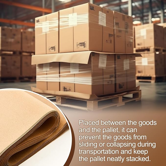 Tatuo 100 Sheet Anti-slip Pallet Paper, 40"x48" Heavy Duty Kraft Brown Paper for Stabilizing Pallets, Prevents Load Shifting for Bags & Cartons, Ideal for Warehousing & Shipping