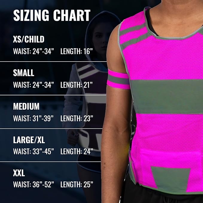 Mesh Reflective Vest with Inside Pocket - High Visibility Reflective Running Safety Vest Straps for Men Women & Kids