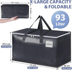 StorageRight Heavy Duty Moving Boxes-Moving Bags with Zipper, Reinforced Handles and Tag Pocket-Collapsible Moving Supplies-Totes for Storage Great for moving, Storage and Travel 93L(Gray-4 Pack)