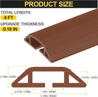 MYFAMIREA 4FT Floor Cord Cover Heavy Duty Cable Cover Protector with 3 Channels Extension PVC Floor Wire Cover Outdoor Cord Hider Management Cord Cover for Wire on Floor for Home Office Outdoor, Brown