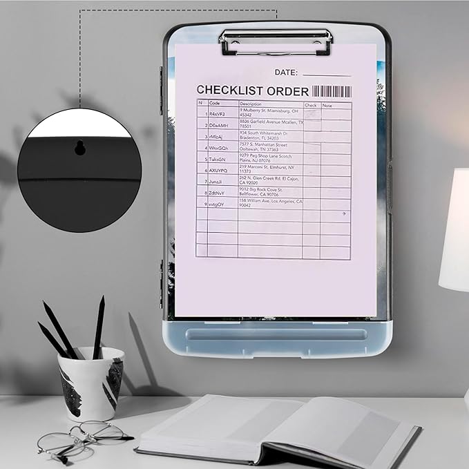 Clipboard with Storage,Heavy Duty Plastic Storage Clipboard with Low Profile Clip,Teacher Must Haves,Office Supplies,Nature Mountain Forest