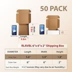 RLAVBL 6x6x2 Shipping Boxes Set of 50, White Small Corrugated Cardboard Box, Mailer Box