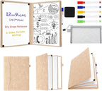 6 Sides Whiteboard Notebook Portable Whiteboard Dry Erase Notebook Portable Dry Erase Board Double Sided Folding Whiteboards White Board for Office Study Meeting(Khaki,A4: 9"×12”)