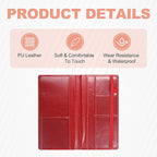 HARFINGTON Car Registration and Insurance Holder 9.45" x 5.04" PU Leather Vehicle Glove Box Organizer Storage Accessories Men Women Car ID Holder for License ID Card Bank Card, Red