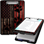 Clipboard with Storage, High Capacity Plastic Storage Clipboard with Pen Holder for Women Teachers Work, School & Office Supplies, Cute Pattern Decorative Clipboards, Dog Paw American Flag