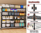 PrimeZone 6 Tier 80.7" H x 55.5" W x 24" D Wire Shelving with Wheels 3600lbs NSF Certified Storage Shelves Heavy Duty Metal Shelf Adjustable Rolling Rack Commercial Garage Restaurant Warehouse 8Pack