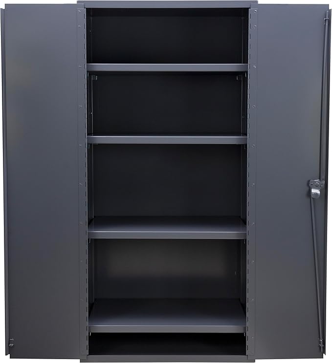 Jamco Extra Heavy Duty Steel Storage Cabinet with Solid Lockable Doors, 14-Gauge All-Welded Metal Cabinet, 4 Adjustable Shelves, 7,200 lbs Capacity, 24" D x 36" W x 74" H, Gray