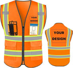 YOWESHOP High Visibility Reflective Safety Vest with Pockets Custom Your Logo Safety Workwear