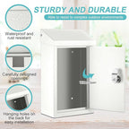Metal Mount Wall Donation Box Key Lock Money Cash Drop Box with Top Slot and 2 Pcs Reflective Sign 10 x 5.5 x 3 Inch Safe Lock Mailbox with 2 Keys for Outside Office Business Home(White)