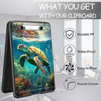 Clipboard with Storage, High Capacity Plastic Storage Clipboard with Pen Holder for Women Teachers Work, School & Office Supplies, Cute Pattern Decorative Clipboards, Sea Turtle